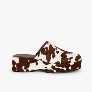 Lisa Says Gah Cowprint Mules